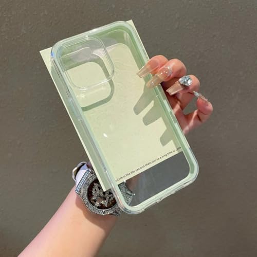 Coque iPhone 14 transparente antichoc et pare-chocs arrière vert clair avec motif bonbon tendance