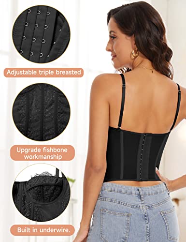 Fengbay Corset Tops,Summer Mesh Sexy Bustier Tops for Women Lace Corset Top Y2k Spaghetti Strap Boned Going Out Crop Top - Image 3