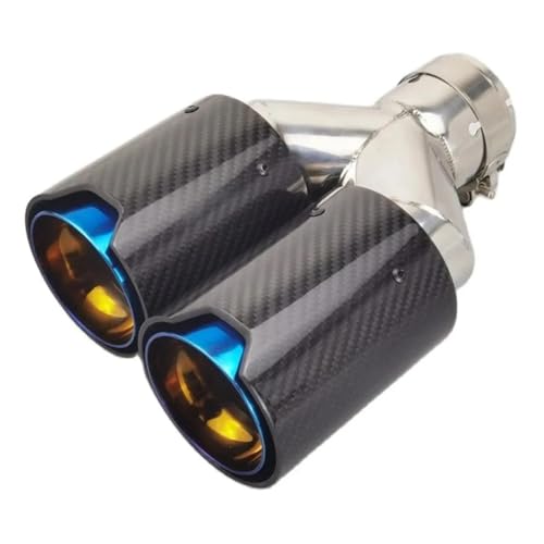 Embouts d'échappement universels doubles en fibre de carbone et acier inoxydable L In60-Out93