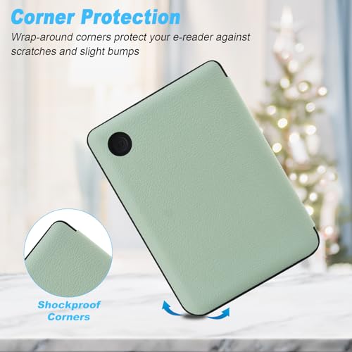 Image of DMLuna Case for Kobo Clara Colour (Model N367) / BW (Model N365) / 2E 6 inch, Ultra Slim Lightweight Folio Premium PU Leather Protective Cover with Auto Sleep /Wake Function, Agave Green