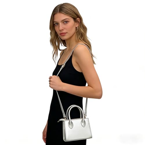 Image of Small crossbody tote bags for women faux leather cute clutch mini purses and handbags