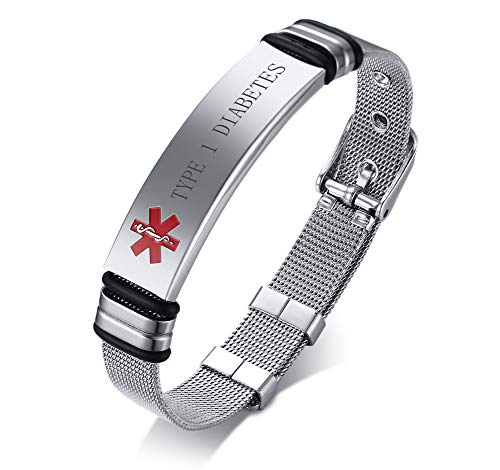 Vnox Braccialetto Medico ID Regolabile Acciaio Inossidabile