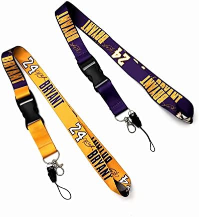 2-Pack Kobe Lakers Lanyards for ID Badges, LA Bryant Phone Lanyard for Keys for Men and Boys, Basketball Team Coach Lanyard, Cool Lanyards for Guys Great Gift for Kobe Fans