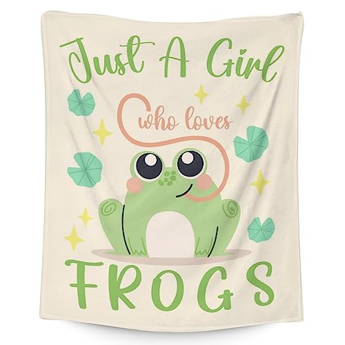 Frog Blanket Gifts - 60x80 Inches Cute Throw for Girls - Green Soft Fuzzy Blankets for Bed, Couch & Living Room