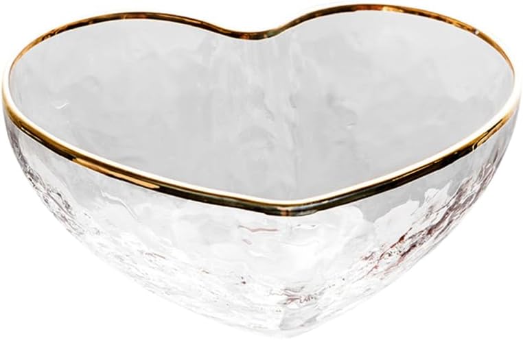 Unomor Heart Shaped Glass Bowl 4.60X3.93X1.96in Gold Rim