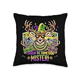 Throw Me Something Mister Camo Deer Hunting Boy Mardi Gras Throw Pillow
