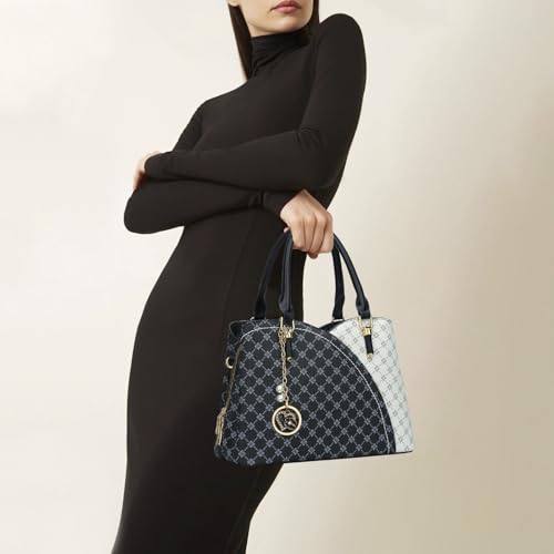 Image of KKXIU Triple Compartments Purses and Handbags for Women Fashion Ladies Satchel Shoulder Top Handle Bag