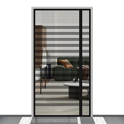Dcuins Magnetic Screen Door Fits Door Size 28 X 79, Screen Mesh Size 31 X 81, Side Opening Upgraded Heavy Duty Fiberglass, Strong Magnet Closure Door Net For Front Back Sliding Doors, Stripes #TOP2