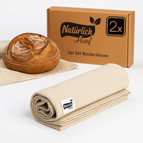 Natürlich Hanf Bäckerleinen 2er-Set | Teigtuch aus 100%...