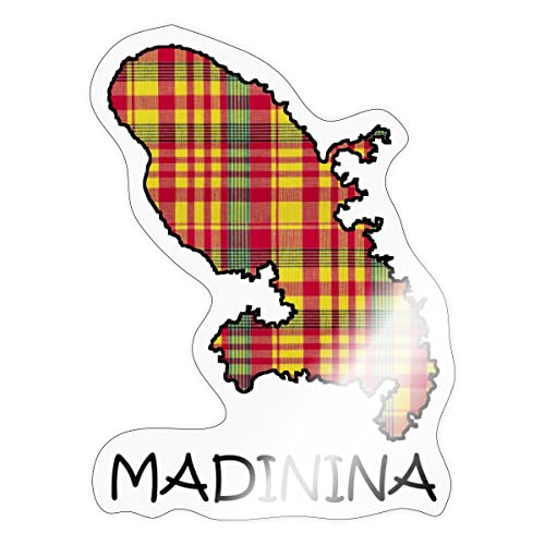 Spreadshirt® Madinina 972 Carte Décor Madras Autocollant/Sticker, Taille Unique, Brillant Transparent Cover