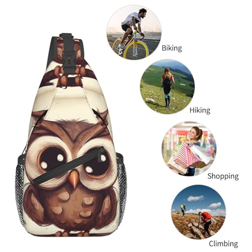 Mochila tipo sling bolsa cruzada búho negra para exteriores miniatura 5