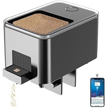 Bluetooth Fish Feeder Automatic Dispenser for Aquarium, Food Dispenser for Fish Tank with App Control, USB Powered, Suitable for Small Fish Tank Pelleted Food, Black