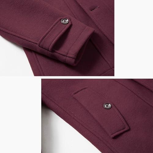 Image of INVACHI Men's Wool Blend Coat Warm Winter Trench Coat with Detachable Soft Scarf Single Breasted Pea Coat
