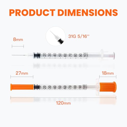 U-100 Disposable Syringe with Needle - 31G 5/16" (8mm) 1ml/cc, Individually Wrapped, 100 Pack — view 3