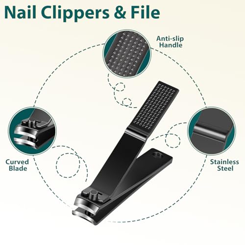 Image of MORGLES Tweezers Set 9 Pcs Nail Clipper Kit with Case for Eyebrows Grooming