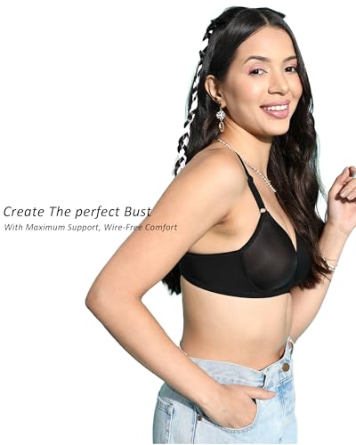 Image of Leading Lady Women Printed Lightly Padded Non Wired Seamless T-Shirt Bras | Adjustable Straps | Full Coverage | Everyday Bra (Pack of 1)