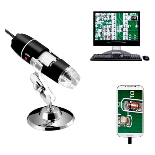 顕微鏡キット 1000x 8 LED USB 2.0 デジタル顕微鏡ミニカメラ、OTG アダプターと金属スタンド付き 顕微鏡レンズアダプター