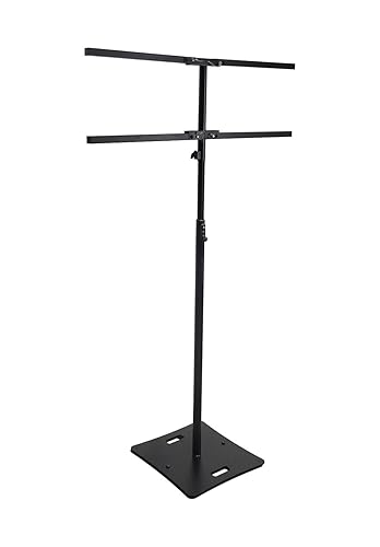 Rockville RLF6 BLACK 9.8 Ft Lighting/Projector Stand, Flat-Base, Tree Bar, Air Cushion, with Bags for DJs/Event Planners