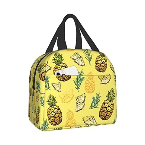 Pineapple Lunch Box for Teen Girls Women Insulated Aesthetic Lunch Bag Cute Tote Bag Leakproof for Work Travel Cover