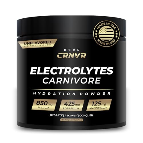 Carnivore Electrolytes Powder – High Sodium, Unflavored, Sugar Free, NON-GMO | For Carnivore Diet, Keto & Fasting | No Carbs, No Fillers | Clean Hydration & Muscle Recovery – Made in USA – 60 Servings