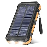 Solar Charger 30000mAh, Portable Solar Power Bank External USB Battery Pack with LED Flashlight, Waterproof Solar Phone Charger for Outdoor Camping Travel, Compatible with Cell Phones and Tablet