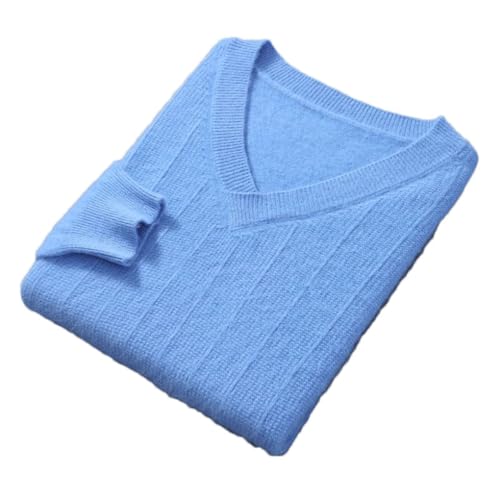 Cashmere Sweater Men's V-Neck Jacquards Knit Pullover Youth Tops Loose Winter Warm Jumper
