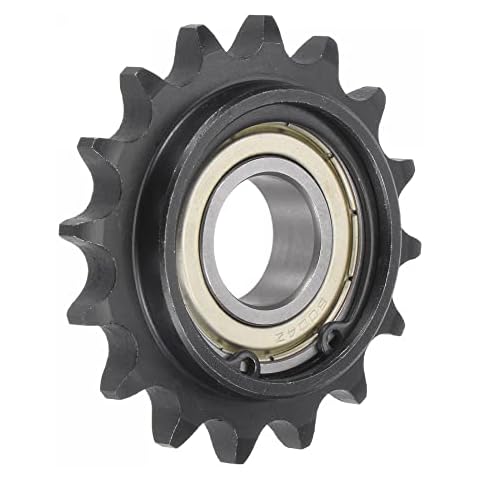 sourcing map Ritzel Kettenrad 16 Zähne C45 Kohlenstoffstahl mit Einsatzlagern für ISO 08B 20mm Bohrung 1/2" Abstand Cover