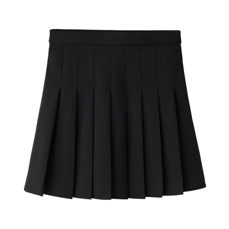 HAPOWELLWomen's high Waisted Pleated Skirt, Black, Small Short