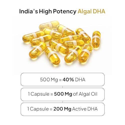 Image of Miduty Veg Omega-3 500mg | 40% Algal DHA + EPA | High-Potency Plant-Based Omega-3 | No Fish Oil, No Fishy Burps | Veg Capsules for Men & Women - 30 Capsules
