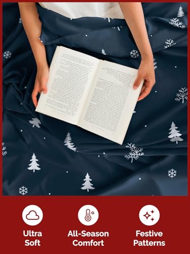 Twin Christmas Winter Sheet Set - Holiday Xmas Pattern Bedding Set - Deep Pockets - Snug Fit - 3 Piece - Wrinkle Free & Easy Care - Comfy Festive Winter - Holiday Sheets for Women, Men, Kids & Teens