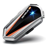gearelec Motorcycle Bluetooth Headset V5.3BTMaximum Volume Speaker3 EQ-HiFi Stereo, Helmet Bluetooth with CVC&DSP Noise Reduction, Accessories with Soft/Hard Mic/850mAh-Silver