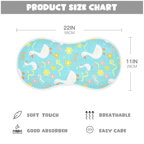 4 Pack Baby Burp Cloths, Soft Absorbent Burping Cloths for Babies, Cotton Milk Spit Up Rags, Large Size for Newborns, Baby Boys and Girls (Cute Goose)4