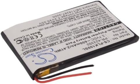 Angled view of Estry 650mAh Battery Replacement showing wires and part of the label