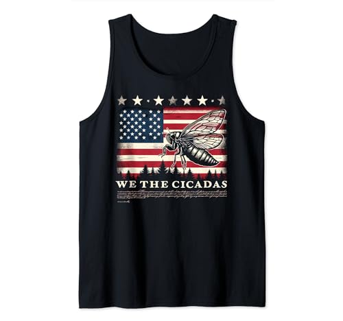 We The Cicadas Funny Cicada Tour 2024 Patriotic USA Flag Camiseta sin Mangas