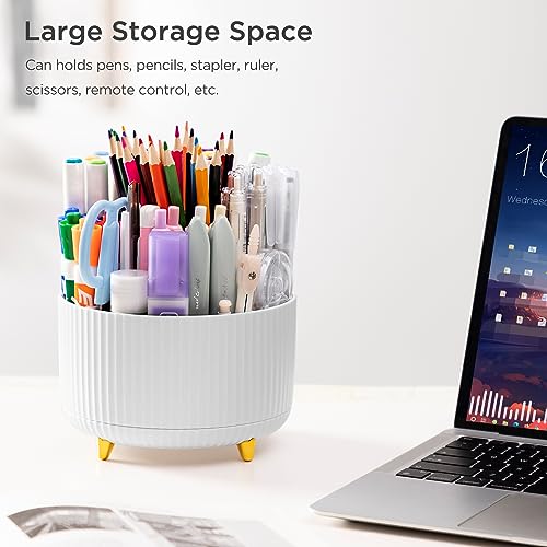 HBlife Pencil Pen Holder for Desk, 5 Slots 360° Degree Rotating Desk Organizers and Accessories, Desktop Storage Stationery Supplies Cute Pencil Cup Pot for Office, School, Home, A image 6
