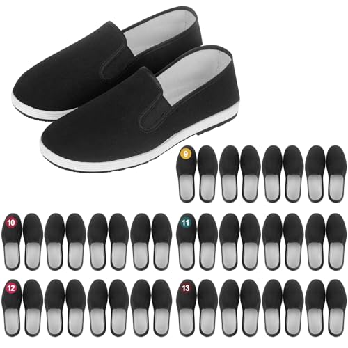 Bulk 20 Pairs Men's Washable Tennis Shoes for Homeless Shelters Sneakers in US Sizes 9-13 (EU 43-47) – Lightweight All-Season Comfort with Organza Dust Bags Black