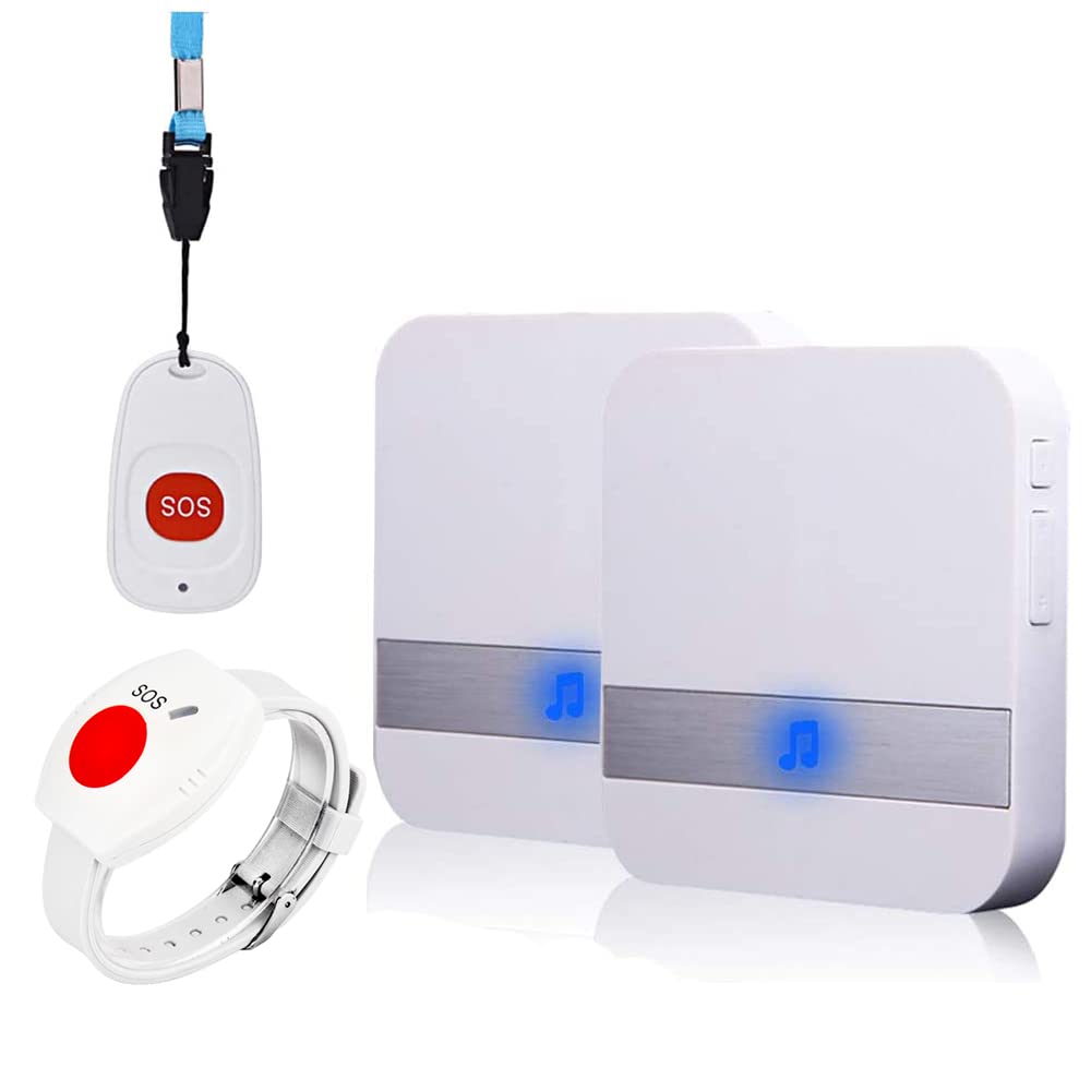 Alarma Móvil Inalámbrica para Casa con Muñeca Botón De Emergencia, Plug-in, Alarma De Pánico, Alarma Inalámbrica para Personas Mayores (2 a 2 Blanco)