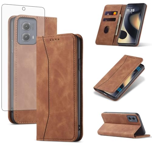Protection verre trempé Motorola Edge 2024 et étui cuir