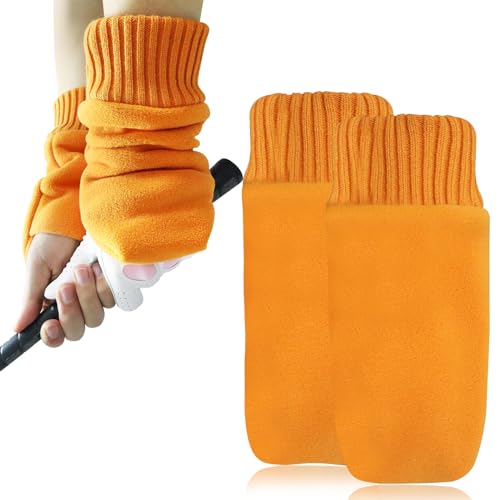 FINGER TEN Winter Golf Gloves Mittens Unisex Anti-slip Thermal Sports With Fleece Windproof Lining for Men Women (L, Yellow)