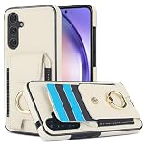 BAOJAY Funda para iPhone 13 Mini.con Compartimento para Tarjetas,Piel sintética con Anillo.con Tarjetero Soporte.para iPhone 13 Mini.-Blanco
