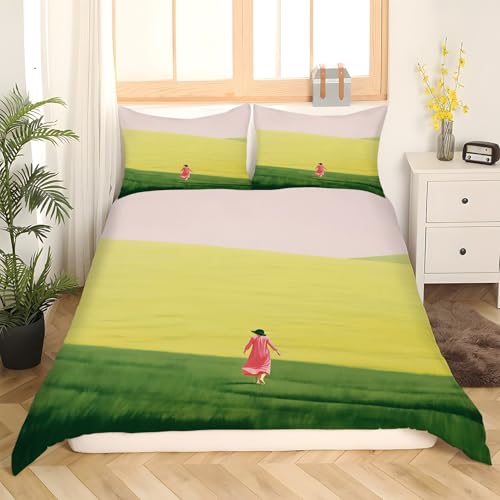 Housse de couette 160x200 microfibres douce ensemble de literie 3 pièces PrairieCampagne