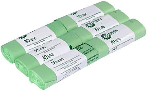 All-Green 30 Litre x 60 Compostable Bags for Kerbside Bin - EN13432 Kitchen/Outdoor Bin Liners