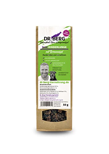 Dr. Berg Love-RINDERLUNGE mit Brennnessel: getreidefreies & gesundes Leckerli für Hunde - extra verträglich und lecker durch natürliche & hochwertige Zutaten (1 x 50 g).