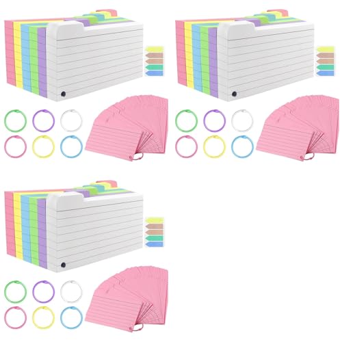 Fiches lignées 3x5 pouces avec anneau pour organiser vos notes sans perdre de place | Lot de 900
