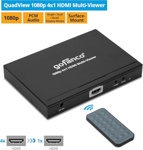 gofanco 1080p 4x1 HDMI Multi Viewer – View 4 HDMI Sources on 1 Screen, 1080p Quad/Dual/Single Modes, Seamless Switching, IR Remote, Ideal for Security, Gaming & Monitoring (QuadView) - Thumbnail 2