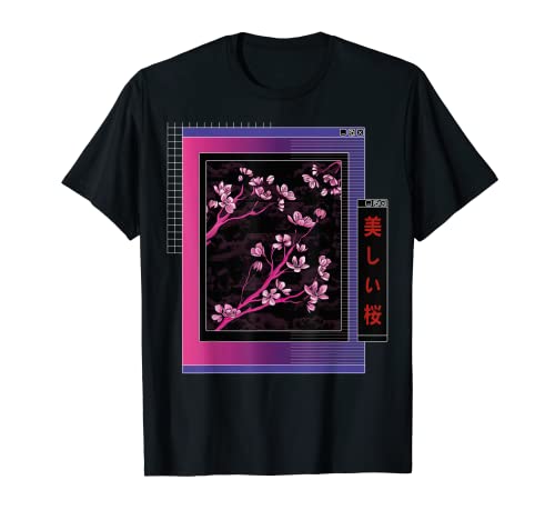 80s & 90s vaporwave Aesthetic Cherry Blossom Retro Japanese T-Shirt