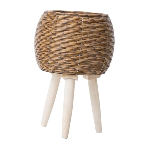Cesta tejida para plantas con patas, elegante maceta para dormitorio y sala de estar, maceta decorativa con soporte para decoración de granja, 31 x 20 cm, perfecta para plantas de interior