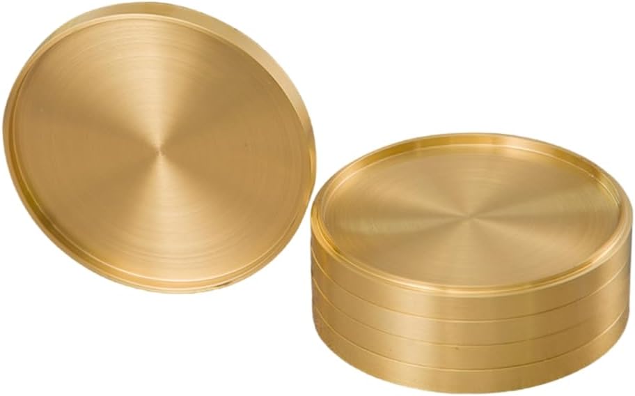 5Pcs Brass Coaster Round Storage Tray Jewelry Display Plate Heat Insulation Mat