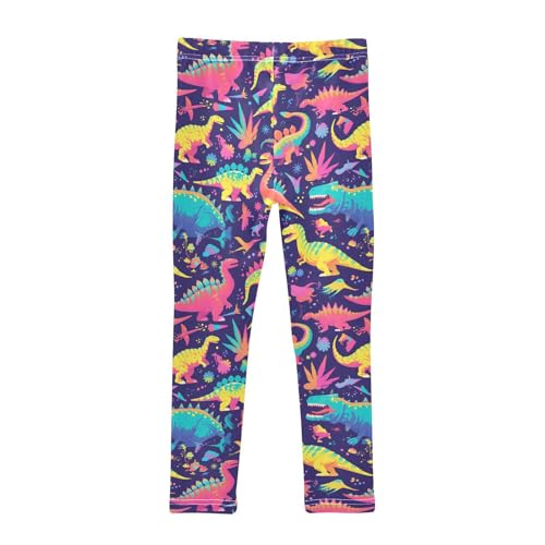 Wusikd Dinosaur Bright Girls' Leggings Toddler Doodles Kids Yoga Pants Dance Active Tights 4T2