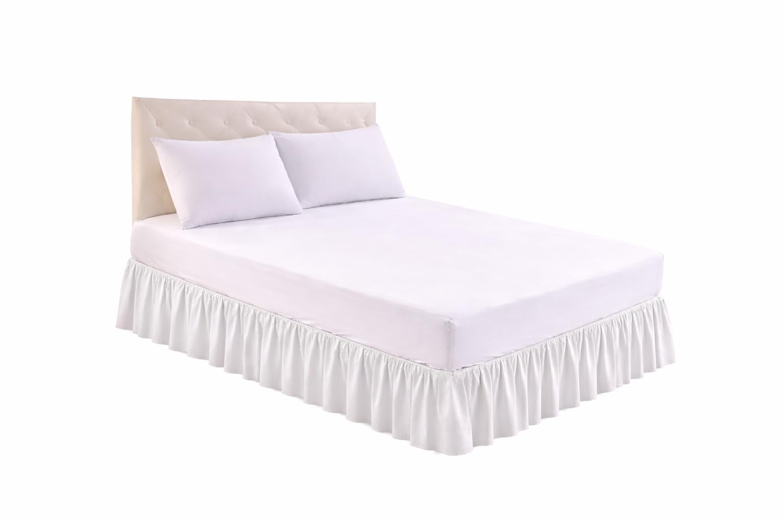 Ruffle Bed Skirt Double Size (48x75) – 21 Inch Drop, 100% Microfiber, 120 GSM, White Split Corner Tailored Bed Skirt, Soft & Wrinkle Resistant, Easy Fit Dust Ruffle for Double Bed-image-4